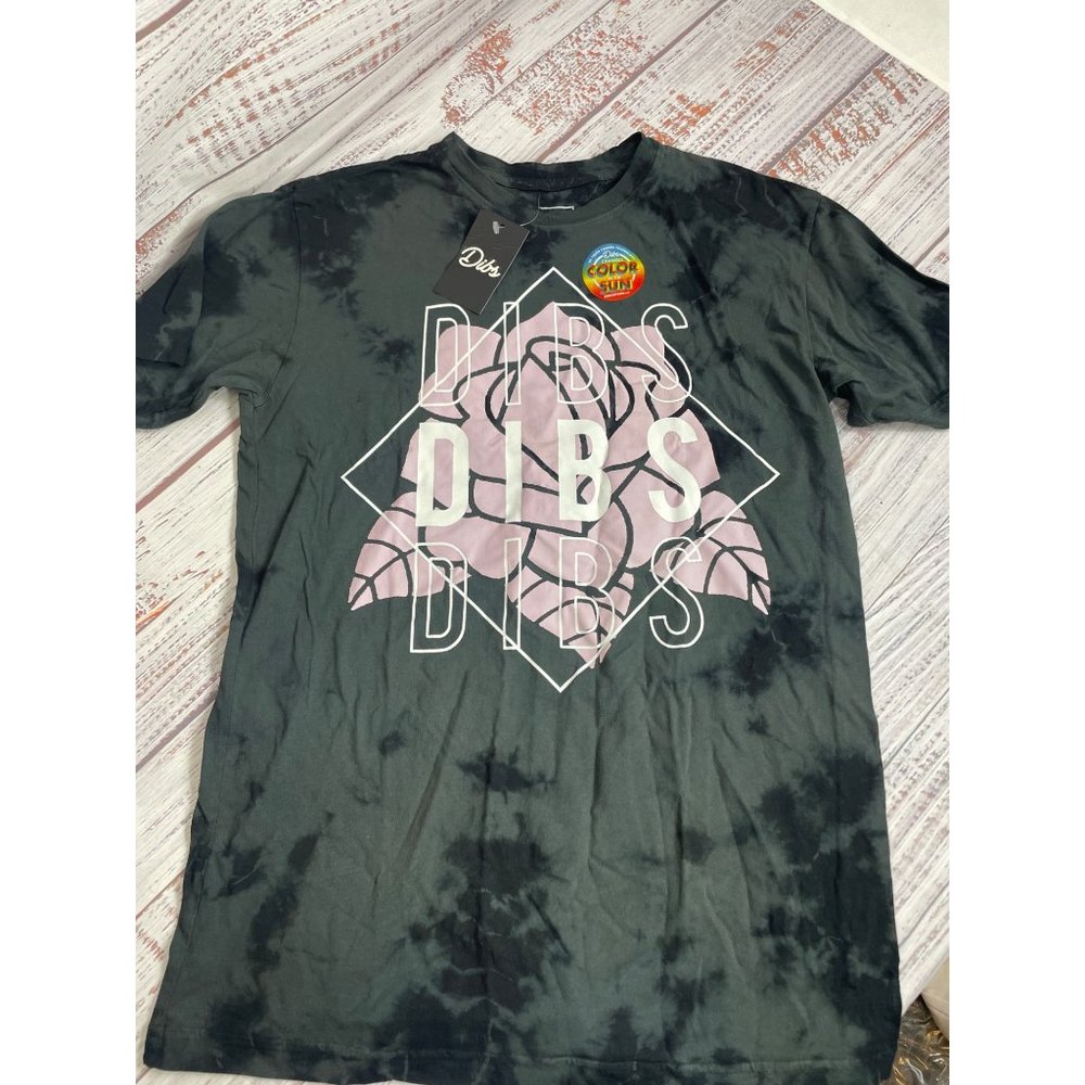 Dibs Color Changing T-Shirt Pink Rose Tie‎ Dye Black Sz Small NWT
